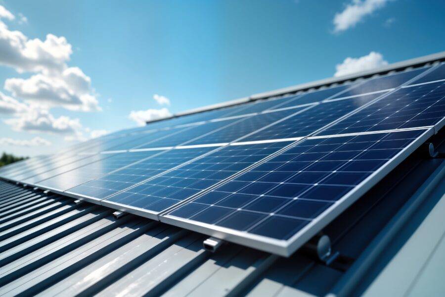 Solarmodule auf einem Dach montiert