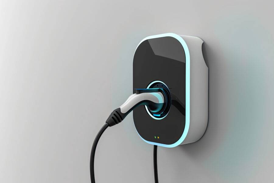 E-Ladestation an der Wand montiert